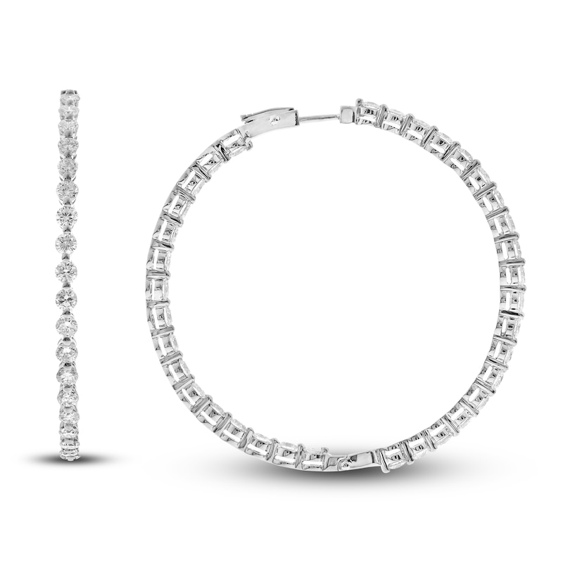 Main Image 2 of Diamond Hoop Earrings 6-1/3 ct tw Round 14K White Gold