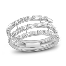 Diamond Wrap Ring 1/2 ct tw Round/Baguette 10K White Gold