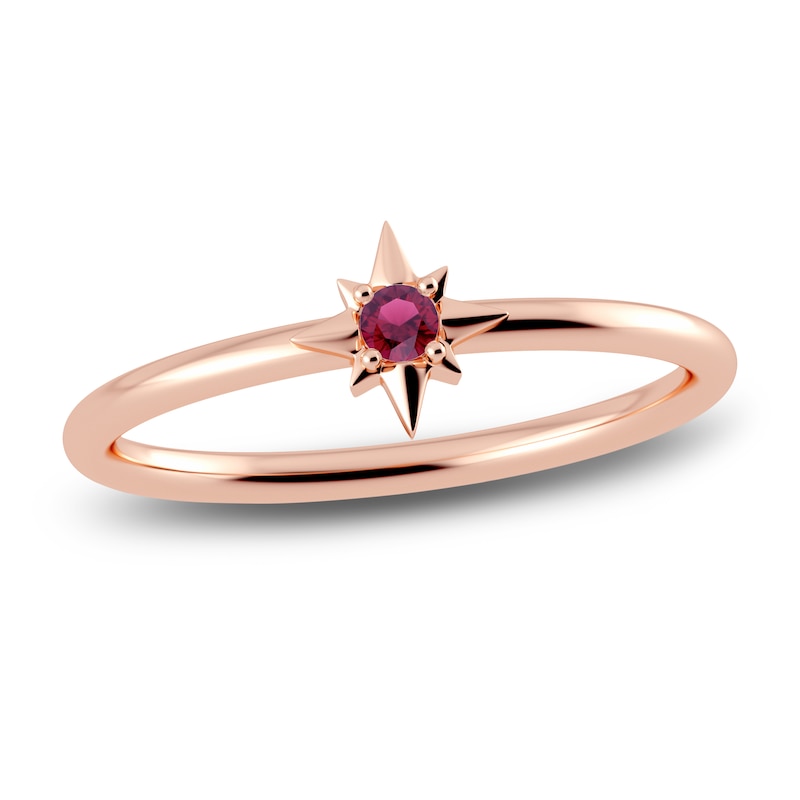 Juliette Maison Natural Rhodolite Garnet Starburst Ring 10K Rose Gold