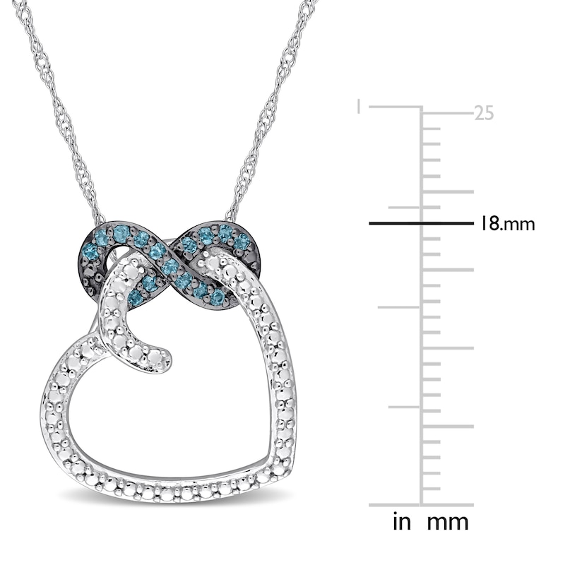 Main Image 3 of Natural London Blue Topaz Heart Necklace 10K White Gold 17&quot;