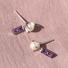 Thumbnail Image 4 of Juliette Maison Natural Emerald Baguette and Freshwater Cultured Pearl Earrings 10K Rose Gold