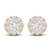 Thumbnail Image 3 of Lab-Created Diamond Halo Earrings 1-1/2 ct tw Round 14K Yellow Gold