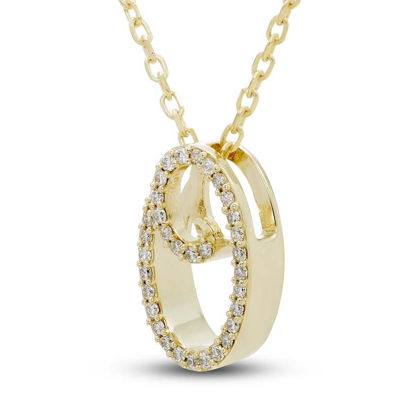 Main Image 2 of Diamond Initial O Pendant Necklace 1/10 ct tw Round 10K Yellow Gold 18&quot;