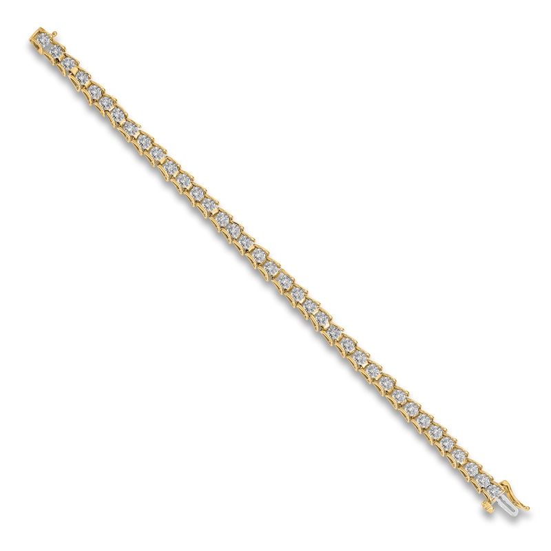 Diamond Tennis Bracelet 5/8 ct tw Round 14K Yellow Gold 7"