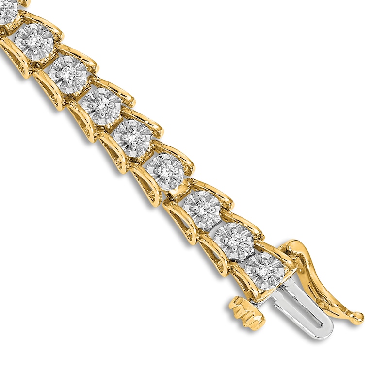 Diamond Tennis Bracelet 5/8 ct tw Round 14K Yellow Gold 7"