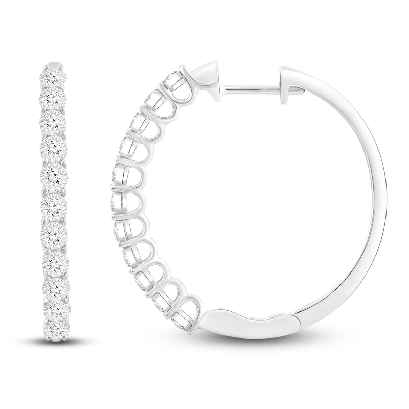 Main Image 1 of Diamond Hoop Earrings 1/4 ct tw 10K White Gold