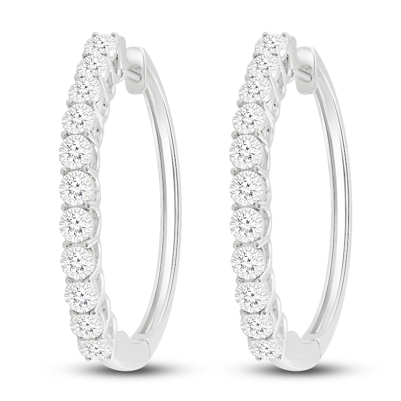 Main Image 2 of Diamond Hoop Earrings 1/4 ct tw 10K White Gold