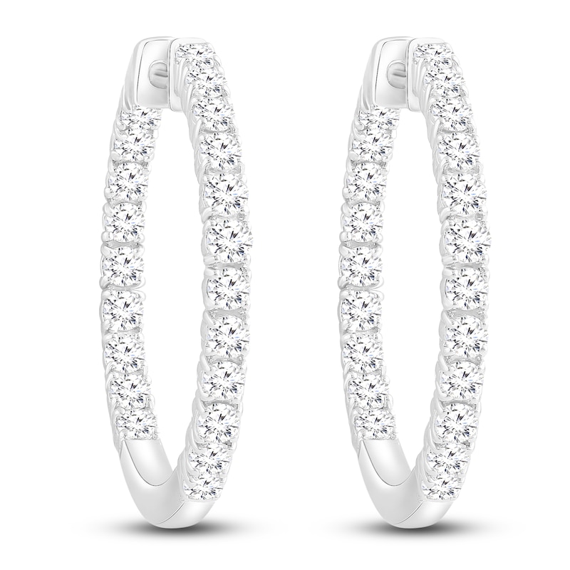 Main Image 2 of Diamond Hoop Earrings 1 ct tw 14K White Gold