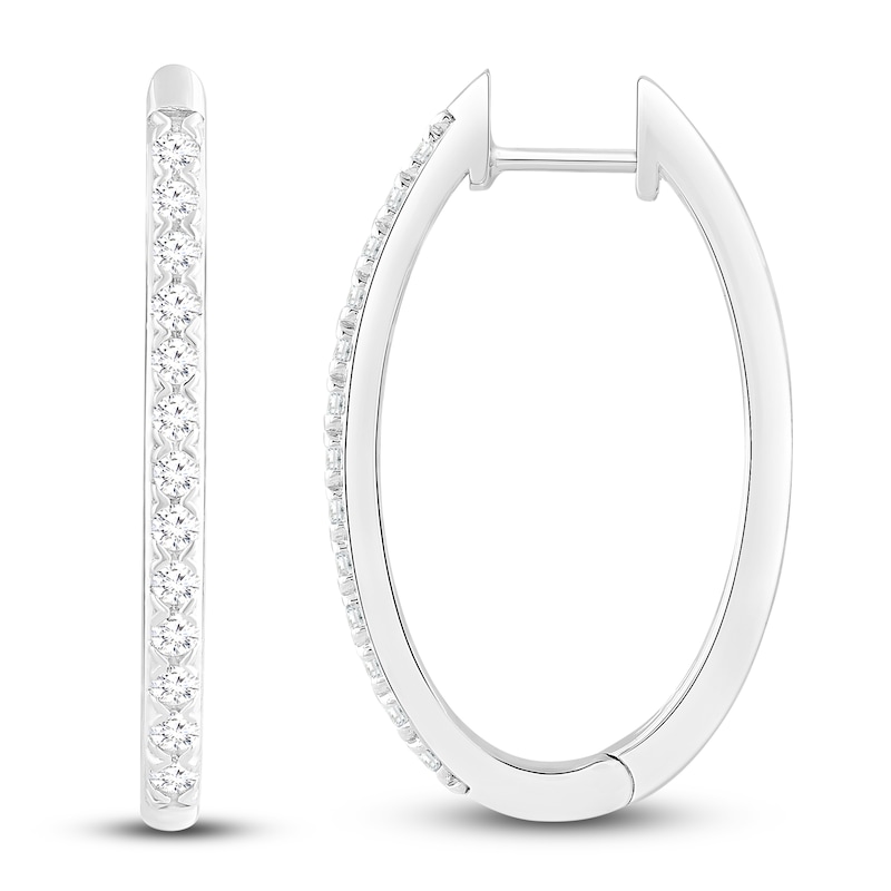 Main Image 1 of Diamond Hoop Earrings 1/2 ct tw 10K White Gold