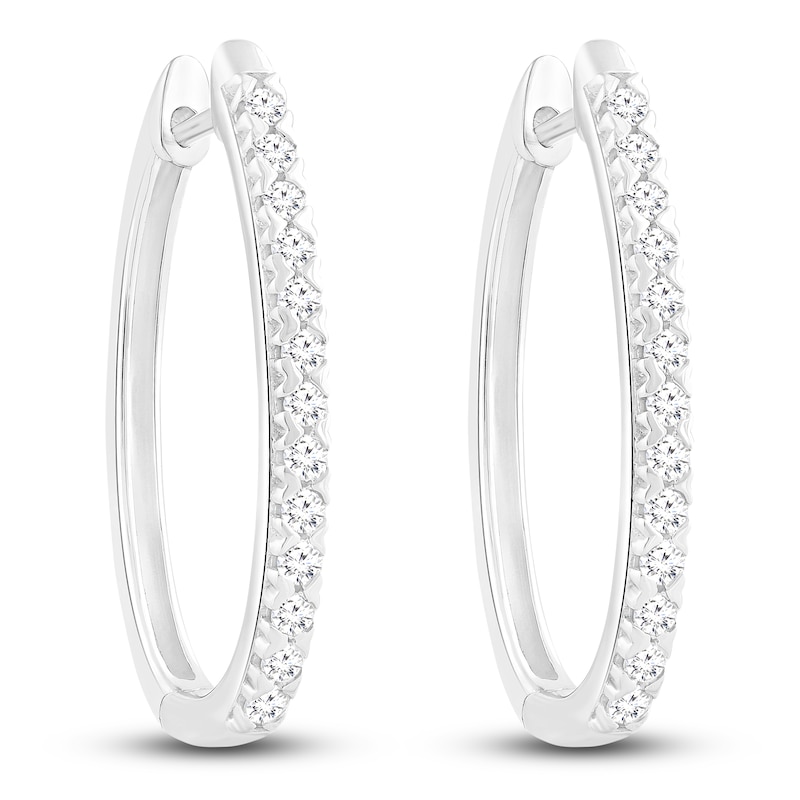 Main Image 2 of Diamond Hoop Earrings 1/2 ct tw 10K White Gold