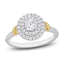 Y-Knot Diamond Engagement Ring 7/8 ct tw Round 14K Two-Tone Gold
