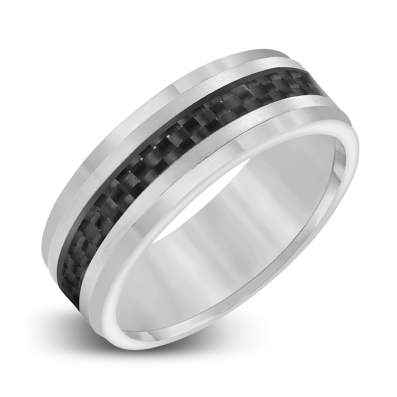 Men's Wedding Band Carbon Fiber/Tungsten 8.0mm