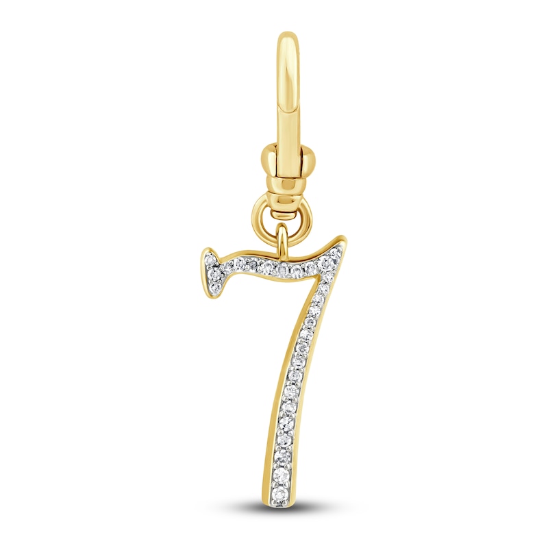 Main Image 1 of Charm'd by Lulu Frost Diamond Number 7 Charm 1/10 ct tw Pavé Round 10K Yellow Gold