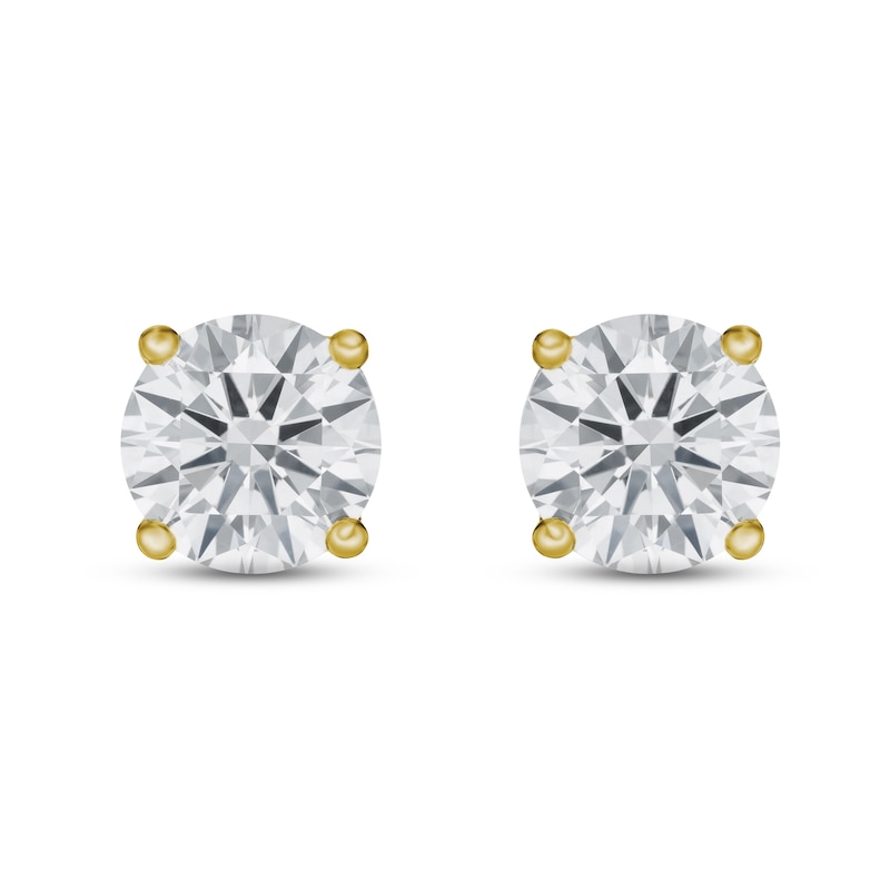 Lab-Created Diamond Solitaire Stud Earrings 1 1/2 ct tw Round 14K ...