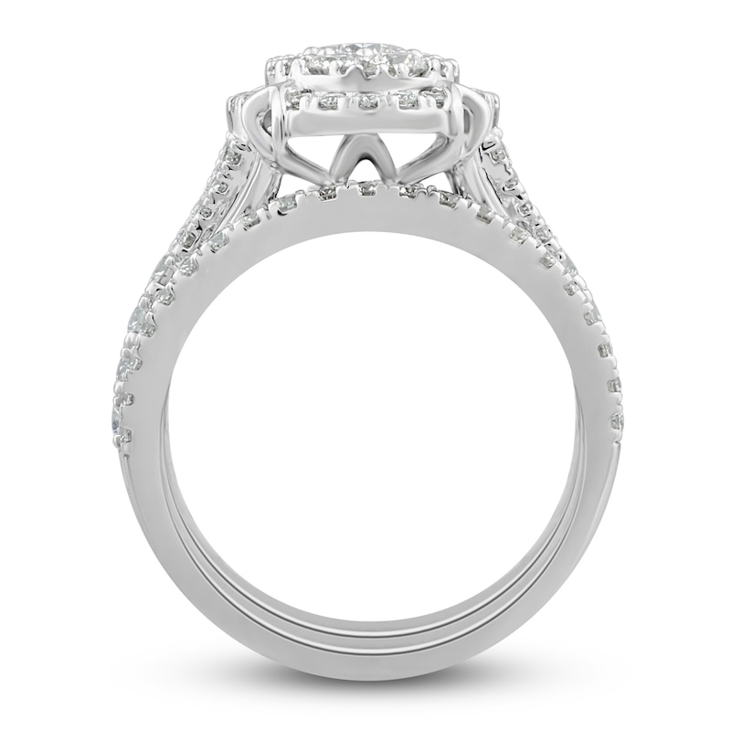 Main Image 2 of Diamond Oval Bridal Set 1-1/2 ct tw Round 14K White Gold