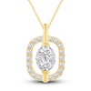 Thumbnail Image 1 of Diamond Halo Pendant Necklace 1 ct tw Round 14K Yellow Gold 18&quot;