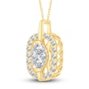 Thumbnail Image 2 of Diamond Halo Pendant Necklace 1 ct tw Round 14K Yellow Gold 18&quot;