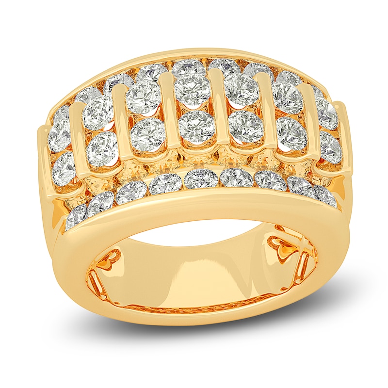 Main Image 1 of Certified Men's Lab-Created Diamond Ring 4 ct tw Round 14K Yellow Gold