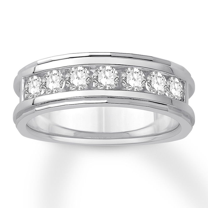 Main Image 1 of Men's Diamond Anniversary Band 1 ct tw Round 14K White Gold