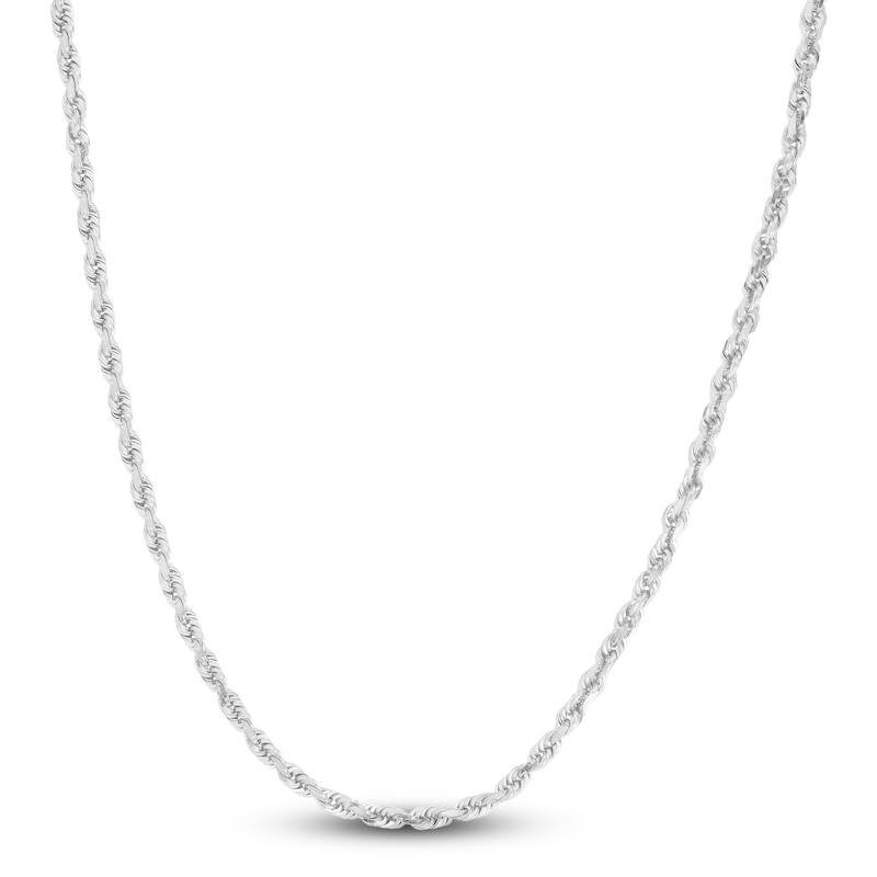 Solid Diamond-Cut Rope Chain Necklace 14K White Gold 20" 3.0mm