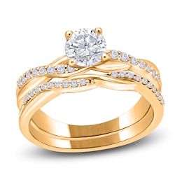 Diamond Twist Bridal Set 3/8 ct tw Round 14K Yellow Gold