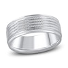 Thumbnail Image 1 of Men's Diamond-Cut Wedding Band 14K White Gold 8.0mm