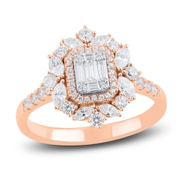 Baguette, Round & Marquise-Cut Diamond Ring 1 ct tw 14K Rose Gold