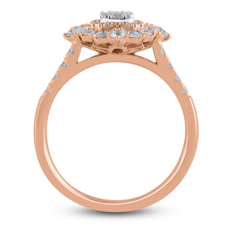 Baguette, Round & Marquise-Cut Diamond Ring 1 ct tw 14K Rose Gold