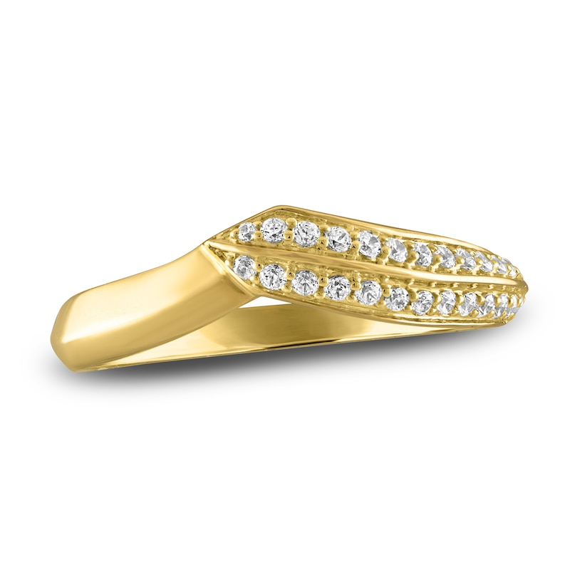 High-Polish Diamond Contour Wedding Band 1/5 ct tw 14K Gold