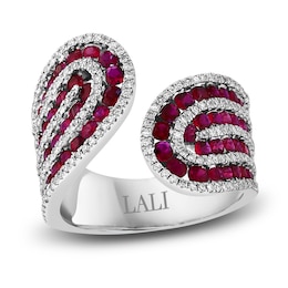 LALI Jewels Natural Ruby & Diamond Ring 1/2 ct tw 14K White Gold