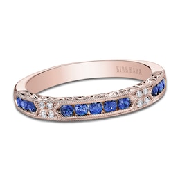 Kirk Kara Natural Blue Sapphire & Diamond Accent Wedding Band 14K Rose Gold