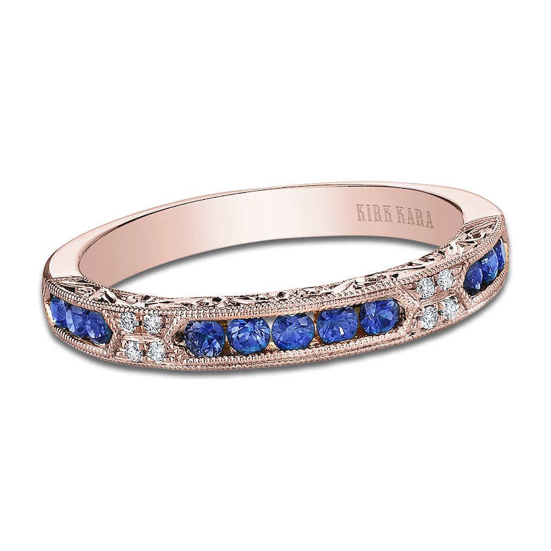 Kirk Kara Natural Blue Sapphire & Diamond Accent Wedding Band 14K Rose Gold