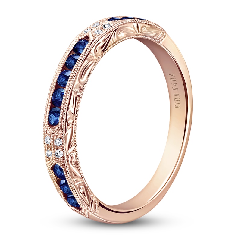 Kirk Kara Natural Blue Sapphire & Diamond Accent Wedding Band 14K Rose Gold