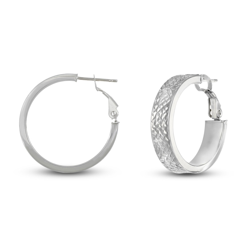 Main Image 2 of Diamond-Cut Hoop Earrings 14K White Gold 20mm