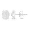 Thumbnail Image 1 of Emerald-Cut & Round Diamond Scalloped Halo Earrings 1/2 ct tw 10K White Gold