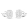 Thumbnail Image 2 of Emerald-Cut & Round Diamond Scalloped Halo Earrings 1/2 ct tw 10K White Gold