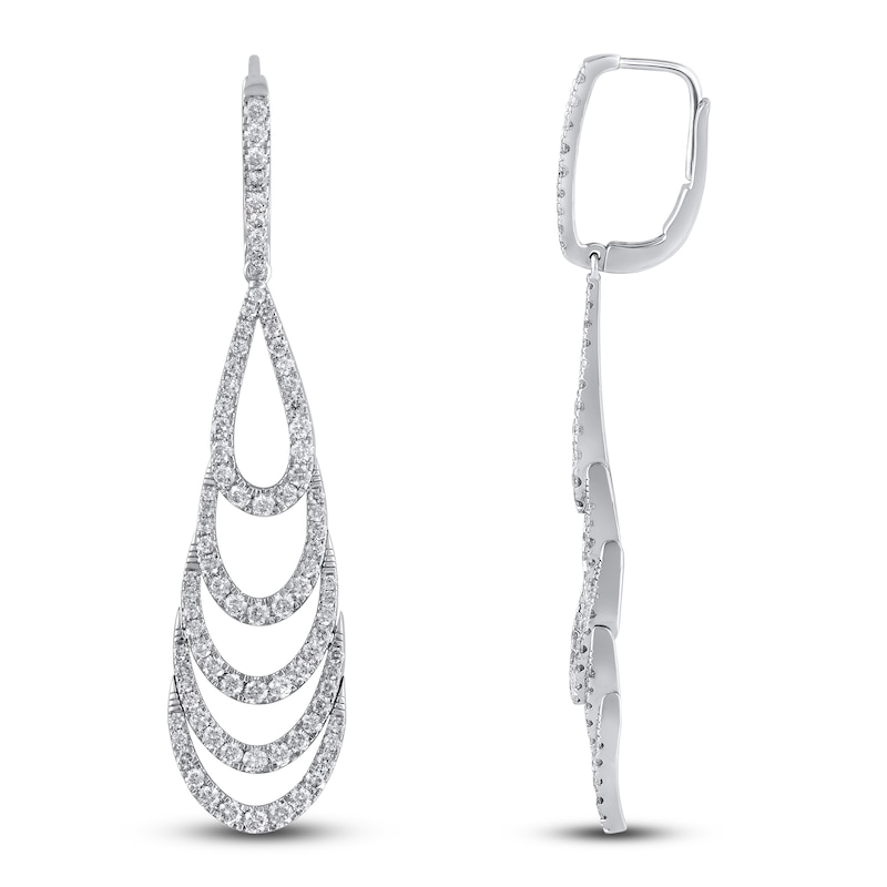 Diamond Layered Teardrop Earrings 2 ct tw 14K White Gold