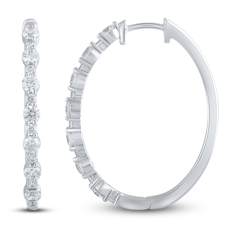 Diamond Hoop Earrings 1-1/2 ct tw 14K White Gold