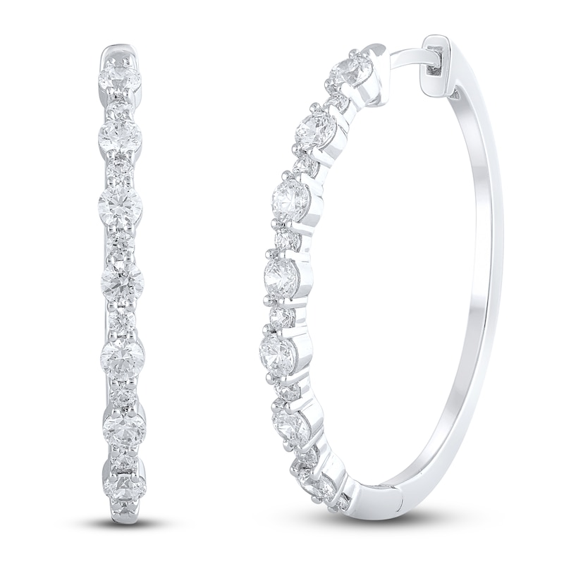 Diamond Hoop Earrings 1-1/2 ct tw 14K White Gold
