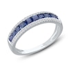 Thumbnail Image 1 of Kallati Square-Cut Natural Blue Sapphire & Diamond Ring 1/8 ct tw 14K White Gold