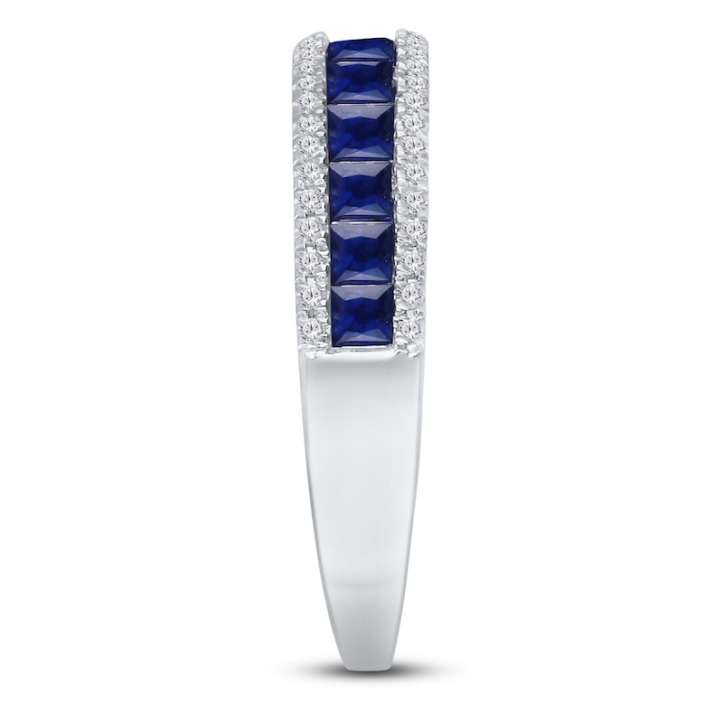 Kallati Square-Cut Natural Blue Sapphire & Diamond Ring 1/8 ct tw 14K White Gold