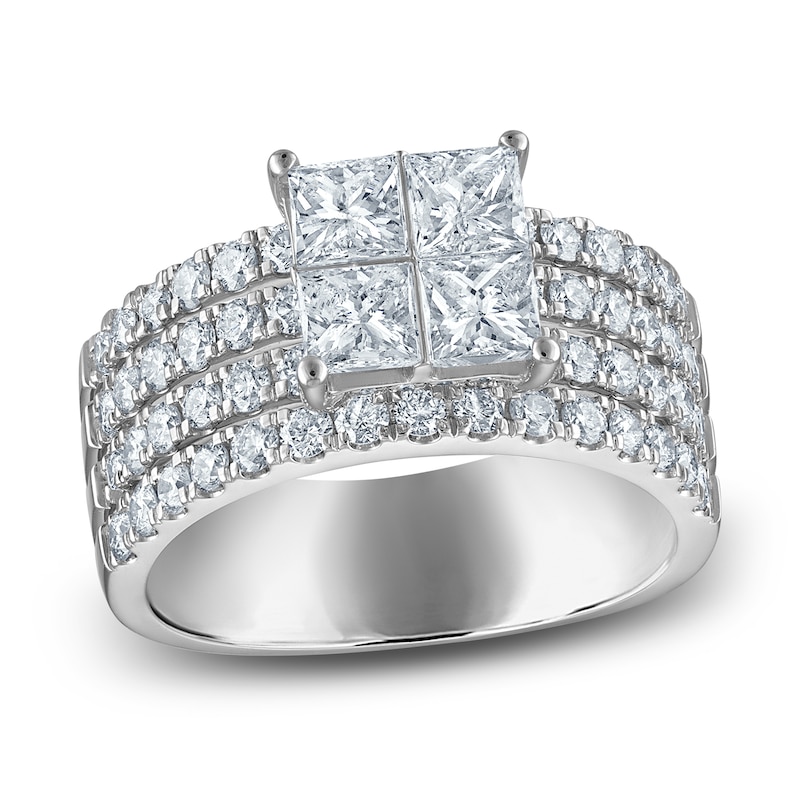 Brilliant Moments Princess-Cut Quad Diamond Engagement Ring 2-1/2 ct tw 14K White Gold