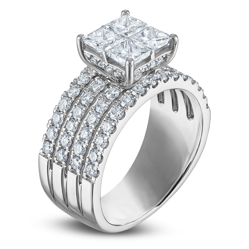 Brilliant Moments Princess-Cut Quad Diamond Engagement Ring 2-1/2 ct tw 14K White Gold