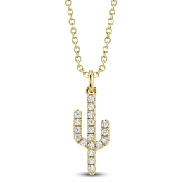 Shy Creation Diamond Cactus Necklace 1/10 ct tw 14K Yellow Gold 18&quot; JR55001165