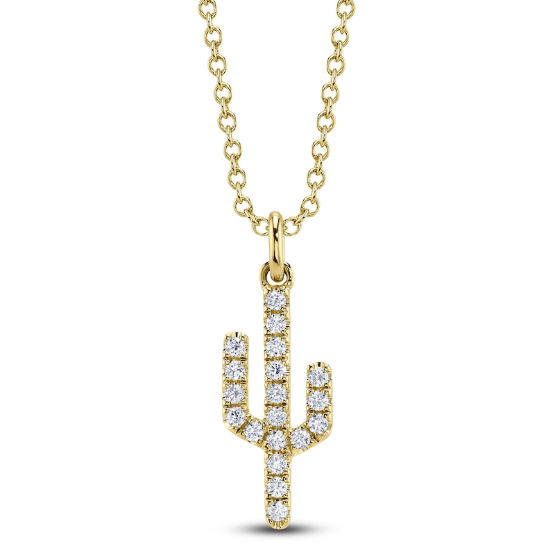 Main Image 1 of Shy Creation Diamond Cactus Necklace 1/10 ct tw 14K Yellow Gold 18&quot; JR55001165