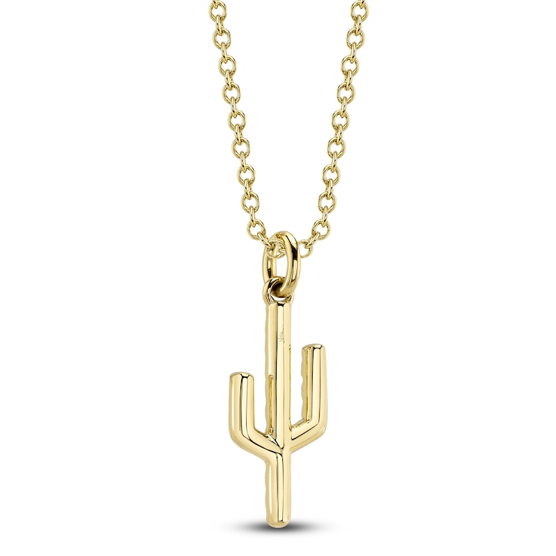 Main Image 2 of Shy Creation Diamond Cactus Necklace 1/10 ct tw 14K Yellow Gold 18&quot; JR55001165