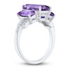 Thumbnail Image 2 of Baguette-Cut Natural Amethyst & White Lab-Created Sapphire Three-Stone Ring Sterling Silver