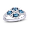 Thumbnail Image 1 of Marquise-Cut Natural London Blue Topaz & White Lab-Created Sapphire Ring Sterling Silver