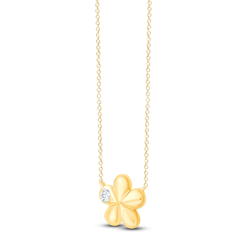 Main Image 2 of Children's Diamond Flower Necklace 1/20 ct tw 14K Yellow Gold 13&quot;