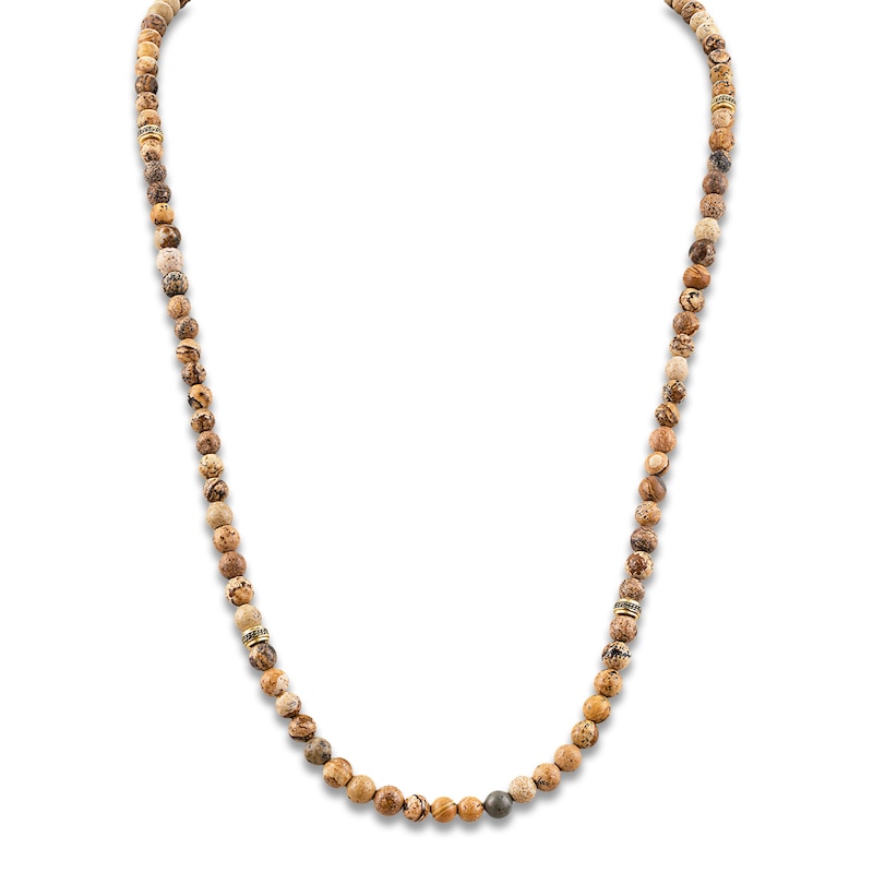 Main Image 1 of 1933 by Esquire Men's Natural Jasper Bead Necklace 18K Yellow Gold-Plated Sterling Silver 26&quot;